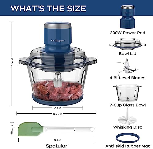 La Reveuse Electric Food Processor, 7-Cup Food Chopper Glass Bowl - Image 5