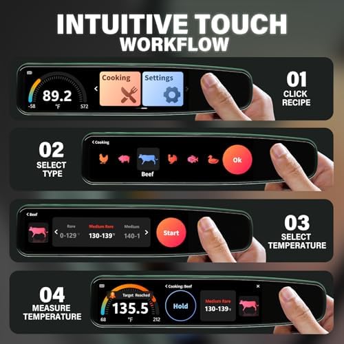 AWLKIM Smart Meat Thermometer, 0.5s Instant Read, 3.8" Touchscreen - Image 5