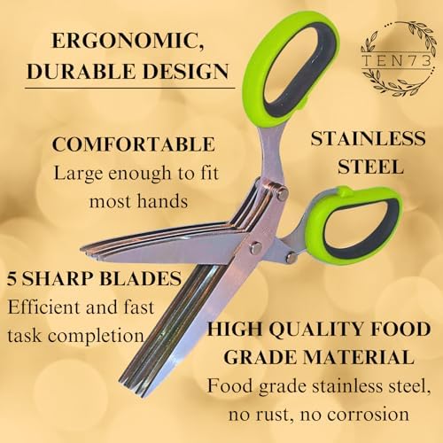 2-in-1 5-Blade Herb Scissors & Herb Stripper Set | 10-Hole Leaf stripper Stem - Image 2