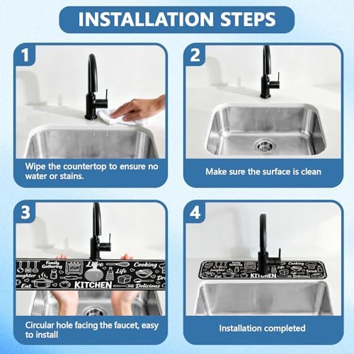 2 Pcs Graffiti Pattern Kitchen Sink Splash Guard Faucet Mat - Image 4