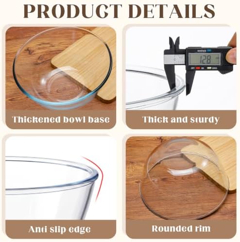 3 Pack Large Glass Mixing Bowl Set 7QT, 2.2QT Borosilicate - Image 3