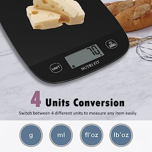 NUTRI FIT Food Scale Kitchen Scales Digital Weight Grams & Ounces Black - Image 4