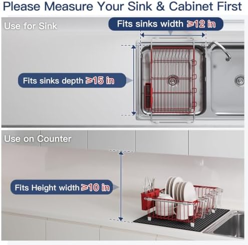 JASIWAY Red Dish Drying Rack in Sink - Image 5