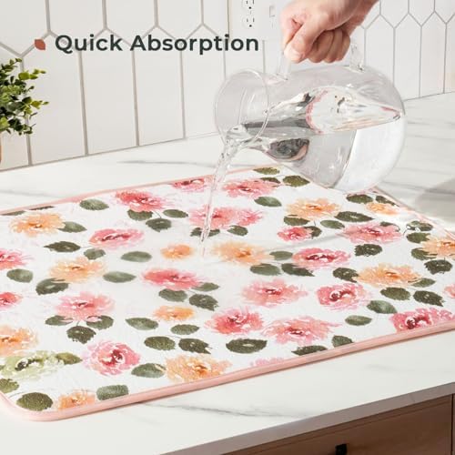 FRESHMINT Dish Drying Mats 2 Pack, Cottage Floral - Image 4