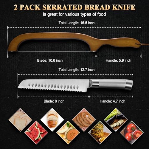 2 Pack Sourdough Bread Knife for Homemade Bread, Serrated Bread Cutter - Image 2