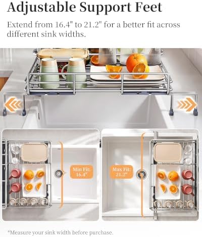 Expandable Dish Drying Rack for Kitchen Counter, Stainless Steel - Image 6