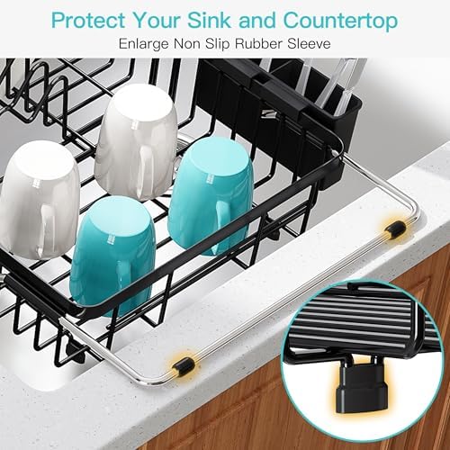 JASIWAY Black Dish Drying Rack Over the Sink - Image 7