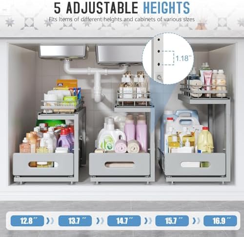 Under Sink Organizer Upgrade To Professional Rails, 2-Tier Dual Pull Out - Image 6