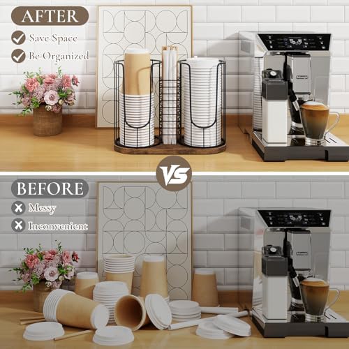 Coffee Cup Holder for Countertop, Plastic Cup and Lid Dispenser - Image 5