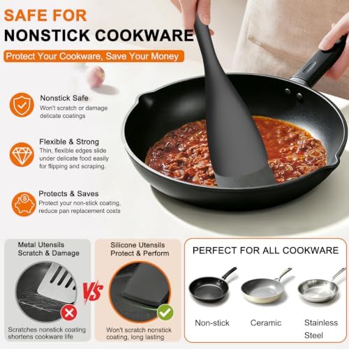 Beijiyi 4 Pack Silicone Spatula Set, High Heat Resistant, - Image 4