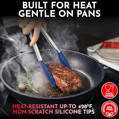 Kitchen Tongs - 12, 9 & 7 Inch Locking Silicone Tongs - Image 5