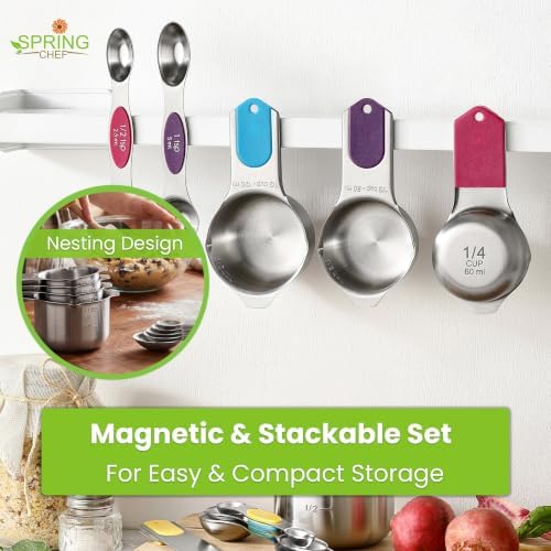 Spring Chef 9 Magnetic Measuring Cups & Spoons Set w/Leveler - Image 6