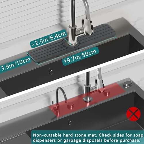 Water Absorbing Stone Kitchen Sink Mat Faucet Splash Guard - Image 6