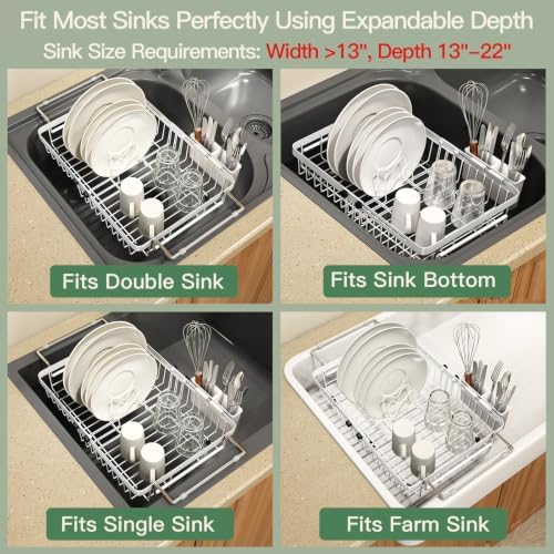 MAJALiS White Expandable Dish Drying Rack Over Sink - Image 4