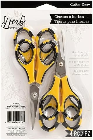 American Crafts Cutter Bee Herb Scissors 4/Pkg-Yellow/Black - Image 2