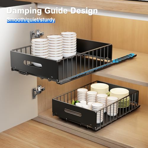 Mustorn 2 Pack Pull Out Cabinet Organizer, Slide Out Drawers - Image 4