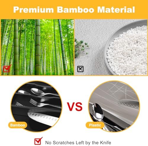Kitchen Bamboo Silverware Organizer, Kitchen Drawer Organizer - Image 5