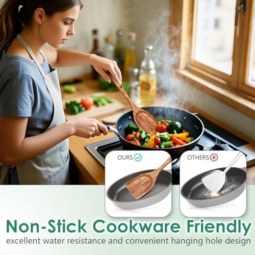 HOWHONG Teak Wooden Cooking Utensils Set - Image 4