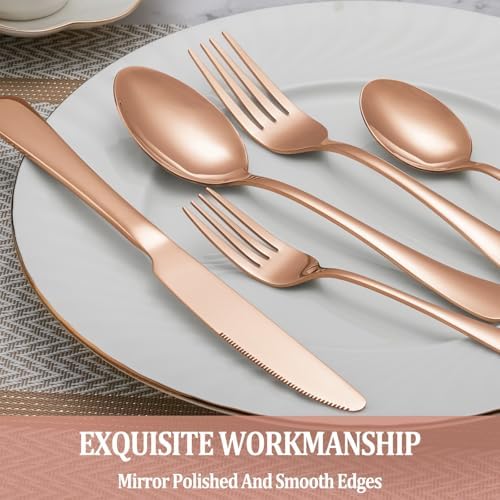 60 Pcs Rose Gold Silverware Set Service - Image 4