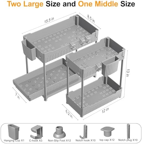 Sevenblue 3-Pack 2-Tier Under Sink Organizers - Image 4