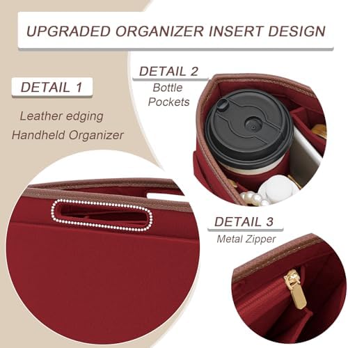 Felt Purse Organizer Insert for Longchamp Le Pliage L Bag Handbag Leather edge - Image 5