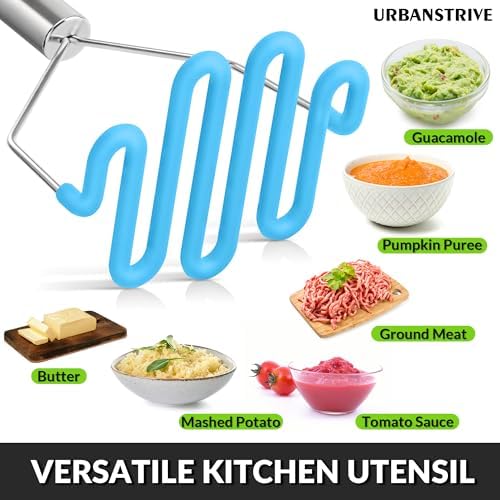Urbanstrive Non-Scratch Silicone Potato Masher Kitchen Tool, Potatoes Masher - Image 4