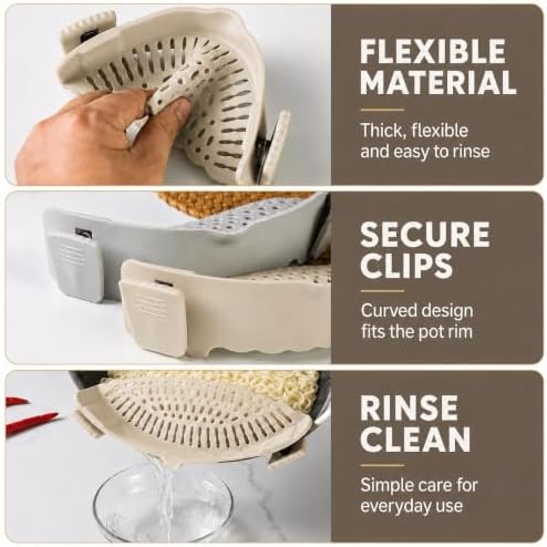 Silicone Pot Strainer, Emptycolor Adjustable Clip On Strainer - Image 4