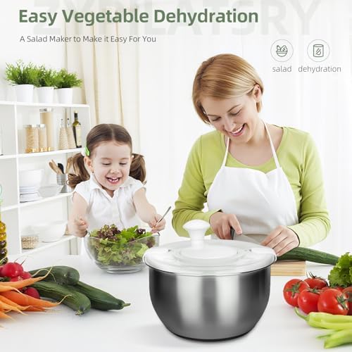 6L-Stainless Steel Salad Rotator, Vegetable Dishwasher, Lettuce Cleaner and - Image 6