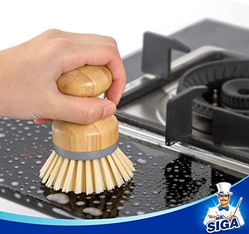 MR.SIGA Bamboo Palm Brush, Dish Scrub Brush, Bamboo Dish Brush - Image 6