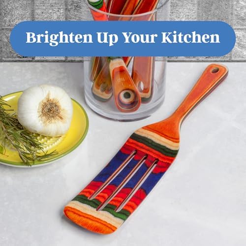 Baltique Marrakesh Collection Colorful Wooden Slotted Spurtle Spatula - Image 4