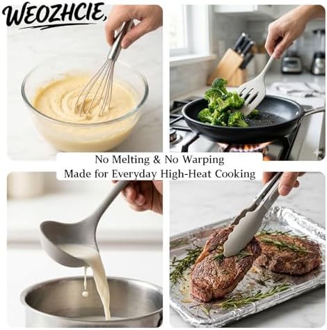 Silicone Kitchen Utensils Set, Nonstick Kitchen Utensils 446°F Heat-Resistant - Image 6