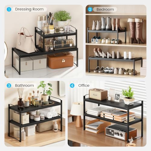 Cawukege 2 Pack Expandable Cabinet Organizer Shelf, Metal Countertop Storage - Image 5