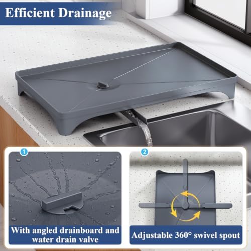SNTD Dish Drying Rack for Kitchen Counter, 11.8" W x 16.7" L - Image 5