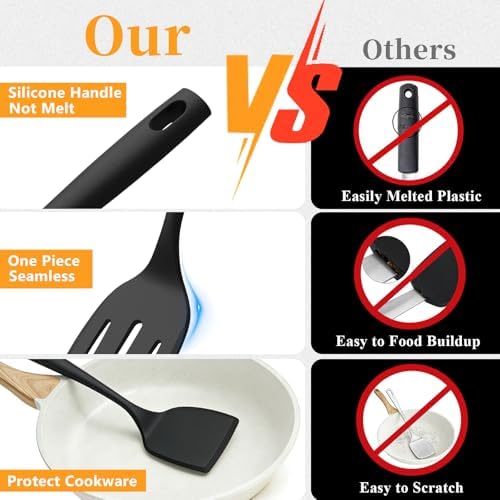 Silicone Spatula Turner Set, 600°F High Heat Resistant Spatulas - Image 3
