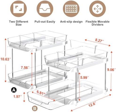 Delamu 2-Tier Multi-Purpose Bathroom Under Sink Organizers and Storage - Image 2