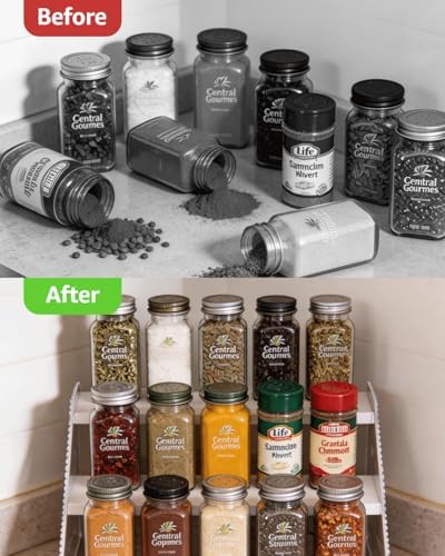 Tiered Spice Rack Organizer for Countertop & Cabinet, 3-Tier 12in Kitchen - Image 5