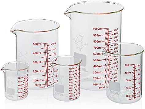 High Borosilicate Glass Measuring Cup Set-V-Shaped Spout, Includes 60ml by AckersBORO33