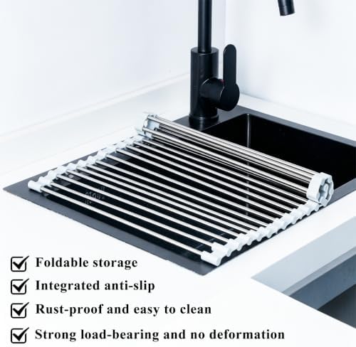 Roll Up Dish Drying Rack 17.5''x15.7'' Gray - Image 2