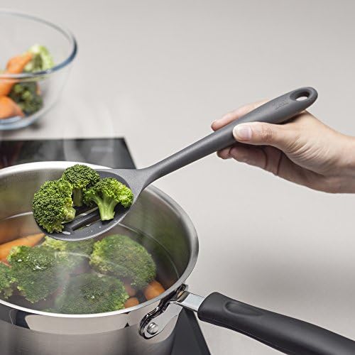 Zeal Silicone Non Scratch Slotted Spoon, Dark Grey, 28 cm - Image 4