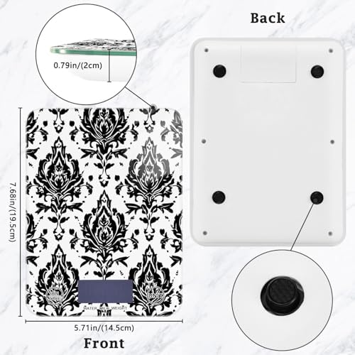 Black Damascus Pattern Food Kitchen Scale Digital Weight Grams and Ounces Smart - Image 2