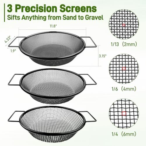 Mulctun 3Pcs Soil Sifter with Handles, Heavy Duty Dirt Sifter - Image 2