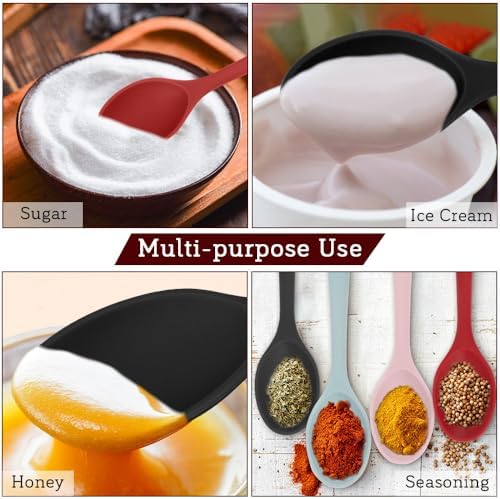 Cooking Spoon 4Pcs Red Black Large Serving Spoons Large Heat Resistant Silicone - Image 6