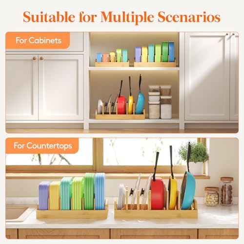 Lifewit Bamboo Lid Organizers for Inside Cabinet - Image 5