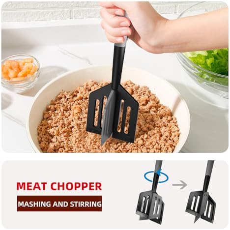Potato Masher Meat Chopper Spatula 2-in-1, Ground Beef Chopper Tool - Image 3