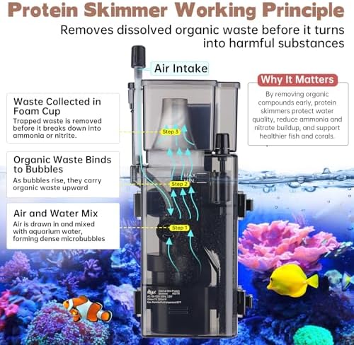 AQQA Aquarium Protein Skimmer for Saltwater Fish Tank - Image 3