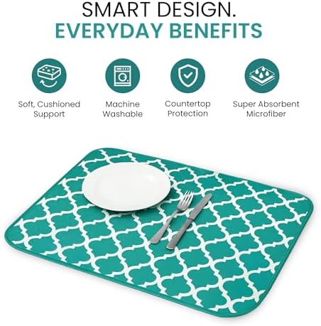 Dish Drying Mat for Kitchen Counter, Large 18 x 14 Absorbent Microfiber Pad - Image 6