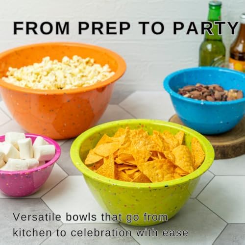 bzyoo Confetti Melamine 4 Piece Nesting Mixing Bowls Set, Colorful Vibrant - Image 5