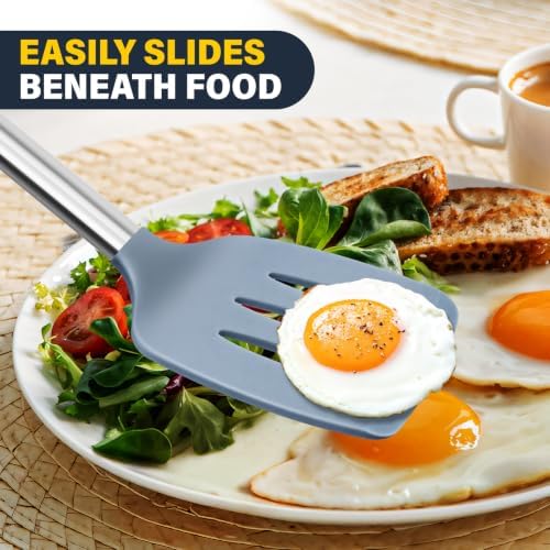 2 Pack Silicone Spatula Set, Solid & Slotted Turner - Image 5