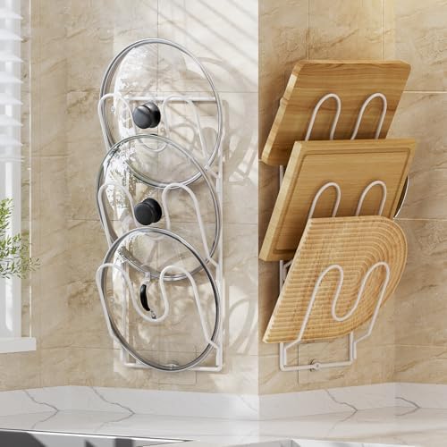 ORDORA Pot Lid Organizer Rack for Cabinet Door, 2 Pack Pot Lid Holder White - Image 3