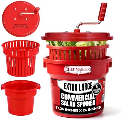Chef Master Commercial Salad Spinner Dryer, Sealed Gearbox, 5 Gallon by ChefMasterProfessional